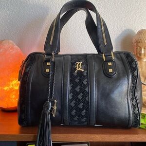 L.AM.B. PURSE - BLACK LEATHER WITH GOLD ACCENTS